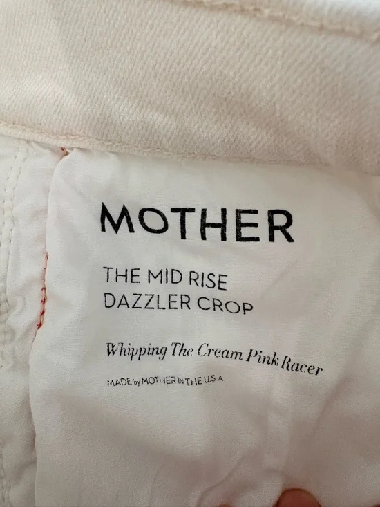#319 MOTHER Retail $228 Mid Rise Dazzler Crop Sz 27 Whipping The Cream PinkRacer - Picture 9 of 15